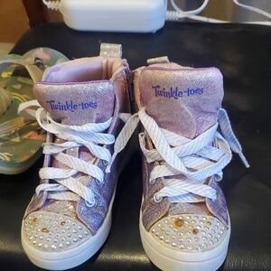 Kids Glitter High-Top Sneakers+ sandal Bundle